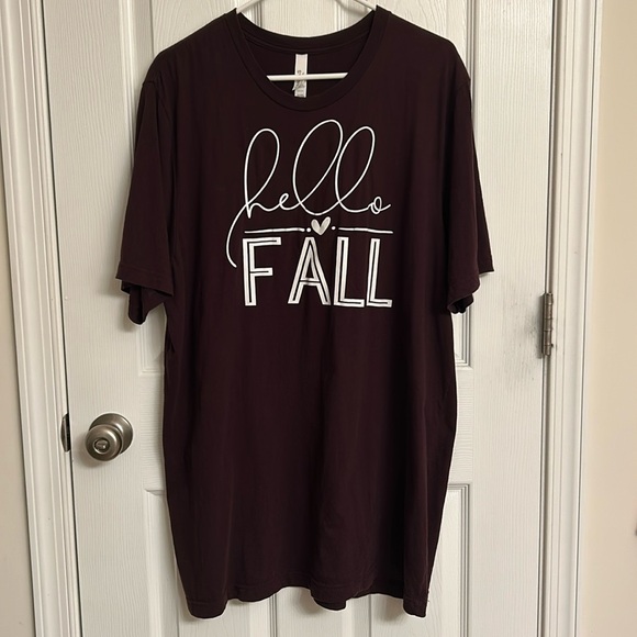 Bella Canvas Other - Bella + Canvas Burgundy Red Hello Fall Short Sleeve Cotton T-shirt Unisex 2XL